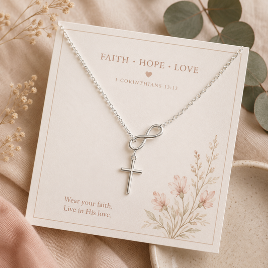 Faith Hope Love Infinity Cross Necklace